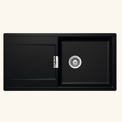 Évier granit noir intense Luisina FORTE 1 grand bac 1 égouttoir