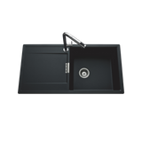 Évier granit noir intense Luisina FORTE 1 grand bac 1 égouttoir