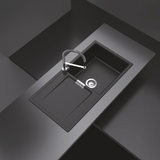 Évier granit noir intense Luisina FORTE 1 grand bac 1 égouttoir