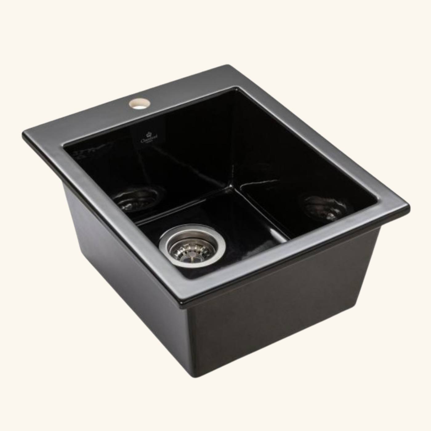 Évier céramique noir brillant FELIX 1 bac 410x505 mm - sans trop plein