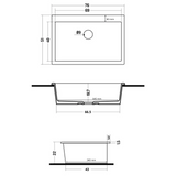 Évier céramique blanc FELIX 1 bac 760x510 mm