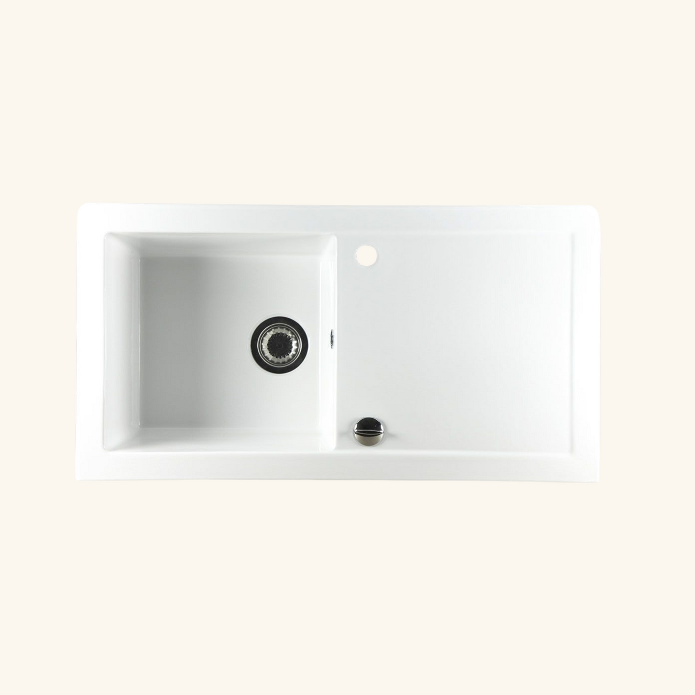 Evier céramique blanc GASPARD 1 bac 1 égouttoir