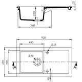 Evier céramique blanc GASPARD 1 bac 1 égouttoir