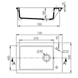 Évier céramique blanc Sarreguemines  GASPARD 1 bac 760x500 mm