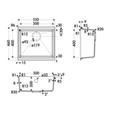 Évier sous-plan granit full noir Luisina HARMONIE 1 bac 530x460