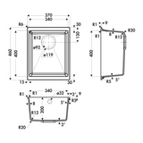Évier sous-plan granit full noir Luisina HARMONIE 1 bac 370x460