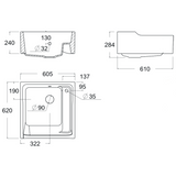 Evier timbre d'office céramique blanc HONORÉ 1 bac