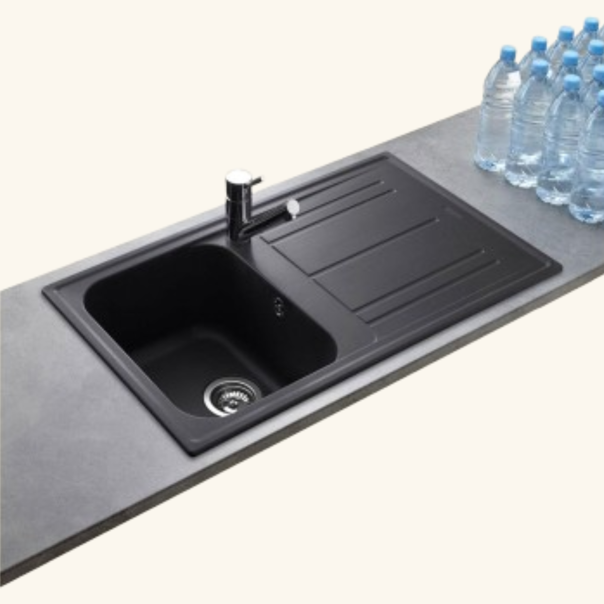 Évier granit noir Ewi HOLIDAY 1 bac 1 égouttoir