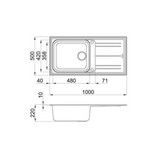 Évier granit noir Ewi HOLIDAY 1 grand bac - 1 égouttoir