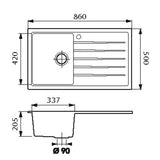 Évier granit blanc Ewi ICAUNA 1 bac 1 égouttoir