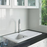 Evier céramique blanc Ewi IRÈNE 1 bac 1 égouttoir