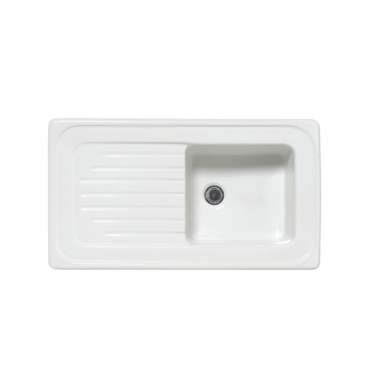 Evier céramique blanc Ewi IRÈNE 1 bac 1 égouttoir