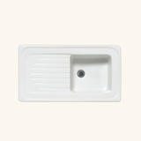 Evier céramique blanc Ewi IRÈNE 1 bac 1 égouttoir