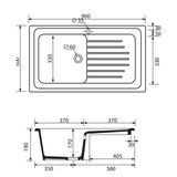 Evier céramique blanc Ewi IRÈNE 1 bac 1 égouttoir