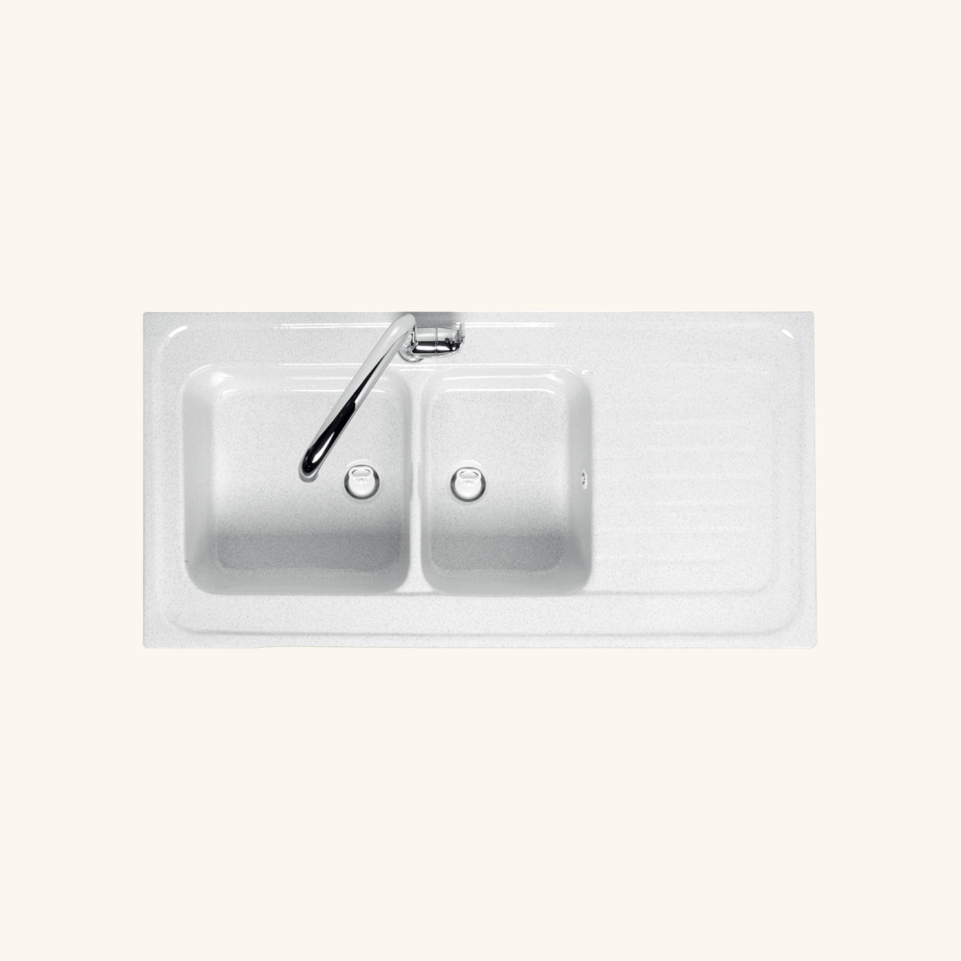 Evier céramique blanc Ewi IRÈNE à poser 2 bacs 1 égouttoir