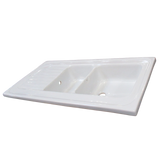 Evier céramique blanc Ewi IRÈNE à poser 2 bacs 1 égouttoir