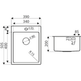 Evier inox Luisina JAVA 1 bac 390x505