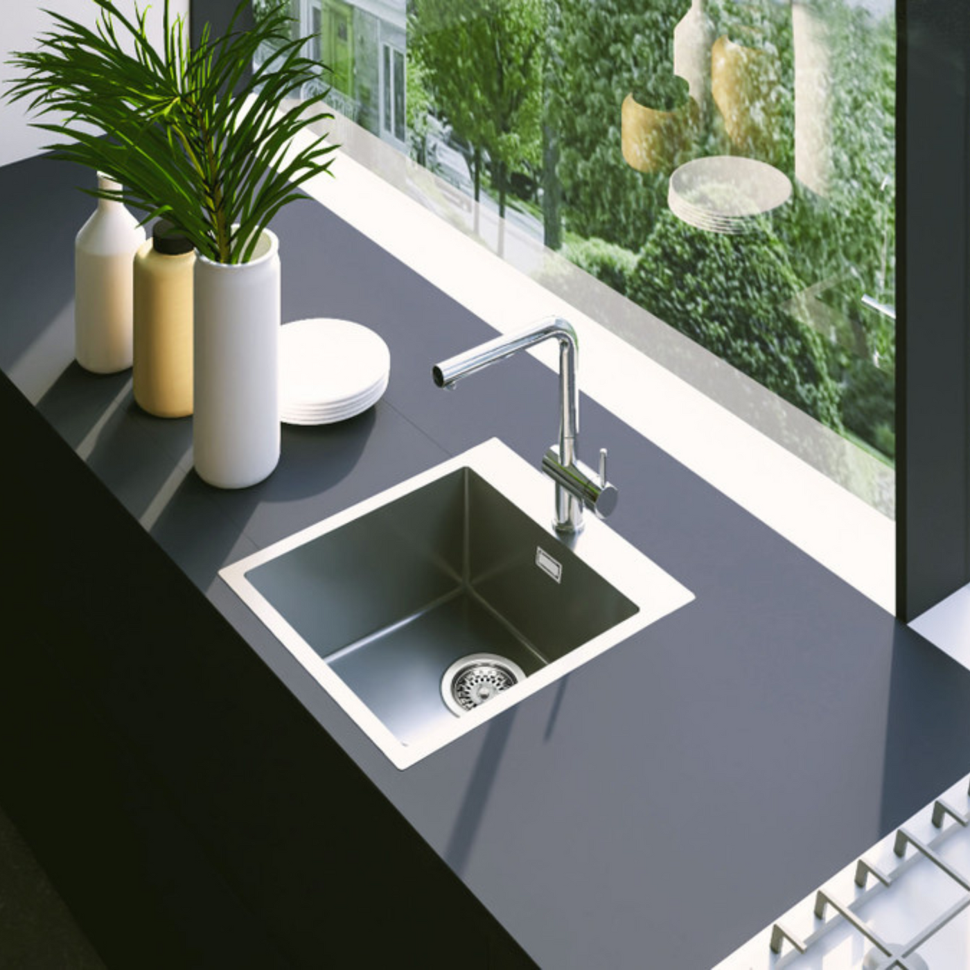 Evier inox Luisina JAVA 1 bac 550x505