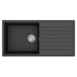 Evier granit noir Helika KOPA 1 grand bac 1 égouttoir