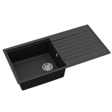 Evier granit noir Helika KOPA 1 grand bac 1 égouttoir