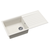 Evier granit blanc Helika KOPA 1 grand bac 1 égouttoir