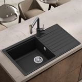Evier granit noir Helika KOPA 1 bac 1 égouttoir