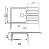Evier granit noir Helika KOPA 1 bac 1 égouttoir