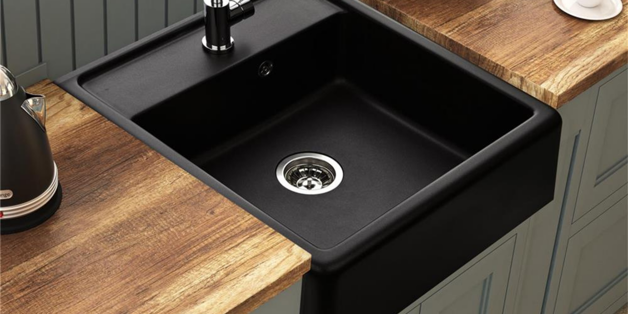 Évier timbre d'office granit noir Kümbad KIWI - 1 bac 595x630