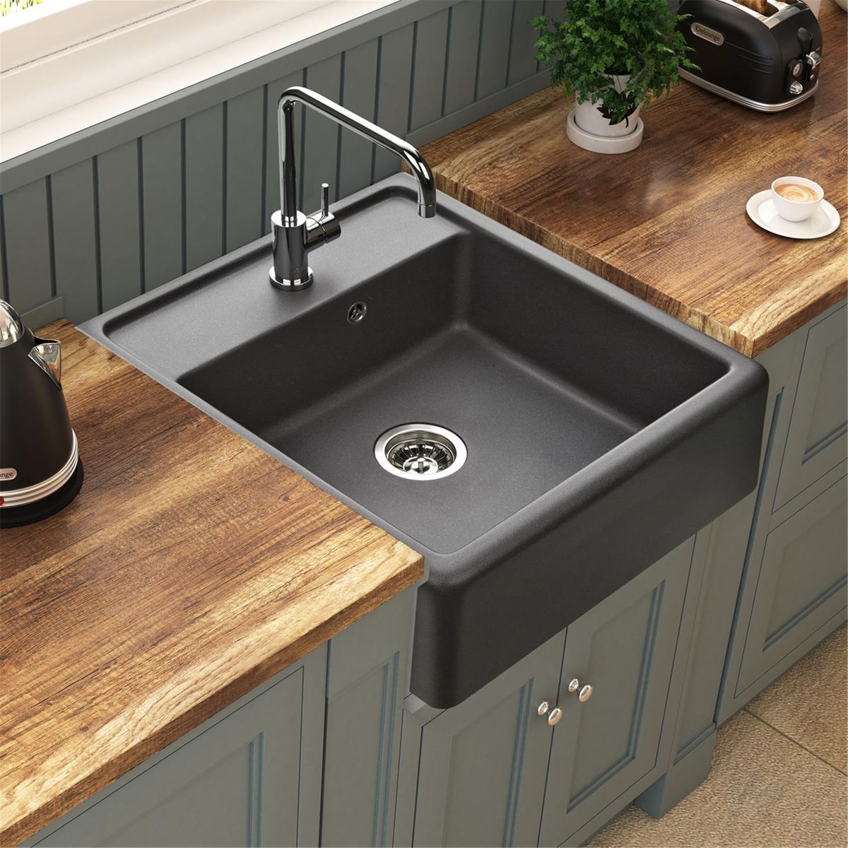 Évier timbre d'office granit gris Kümbad KIWI 1 bac 595x630