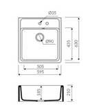 Évier timbre d'office granit gris Kümbad KIWI 1 bac 595x630