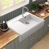 Évier timbre d'office granit blanc cassé Kümbad KIWI 1 grand bac 1 égouttoir