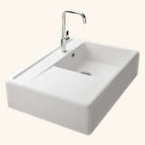 Évier timbre d'office granit blanc cassé Kümbad KIWI 1 grand bac 1 égouttoir