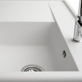 Évier timbre d'office granit blanc cassé Kümbad KIWI 1 grand bac 1 égouttoir