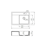 Évier timbre d'office granit blanc cassé Kümbad KIWI 1 grand bac 1 égouttoir