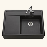 Évier timbre d'office granit noir Kümbad KIWI 1 grand bac 1 égouttoir