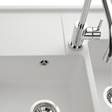 Évier timbre d'office granit blanc cassé Kümbad KIWI 2 bacs