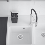 Évier timbre d'office granit blanc cassé Kümbad KIWI 2 bacs