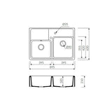 Évier timbre d'office granit blanc cassé Kümbad KIWI 2 bacs