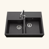 Évier timbre d'office granit noir Kümbad KIWI 2 bacs