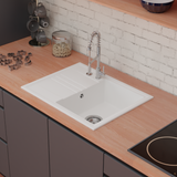 Évier granit blanc Kümbad KYRA 1 bac 1 petit égouttoir