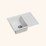 Évier granit blanc Kümbad KYRA 1 bac 1 petit égouttoir