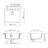 Évier granit noir Schock KAZU 1 grand bac 600x530