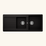Évier granit noir Schock LEDIS 2 bacs 1 égouttoir