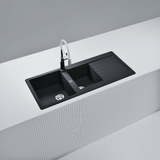 Évier granit noir Schock LEDIS 2 bacs 1 égouttoir