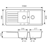 Évier granit noir Schock LEDIS 2 bacs 1 égouttoir