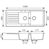 Évier granit blanc Schock LEDIS 2 bacs 1 égouttoir