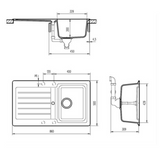 Évier granit gris béton Schock LEDIS 1 bac 1 égouttoir