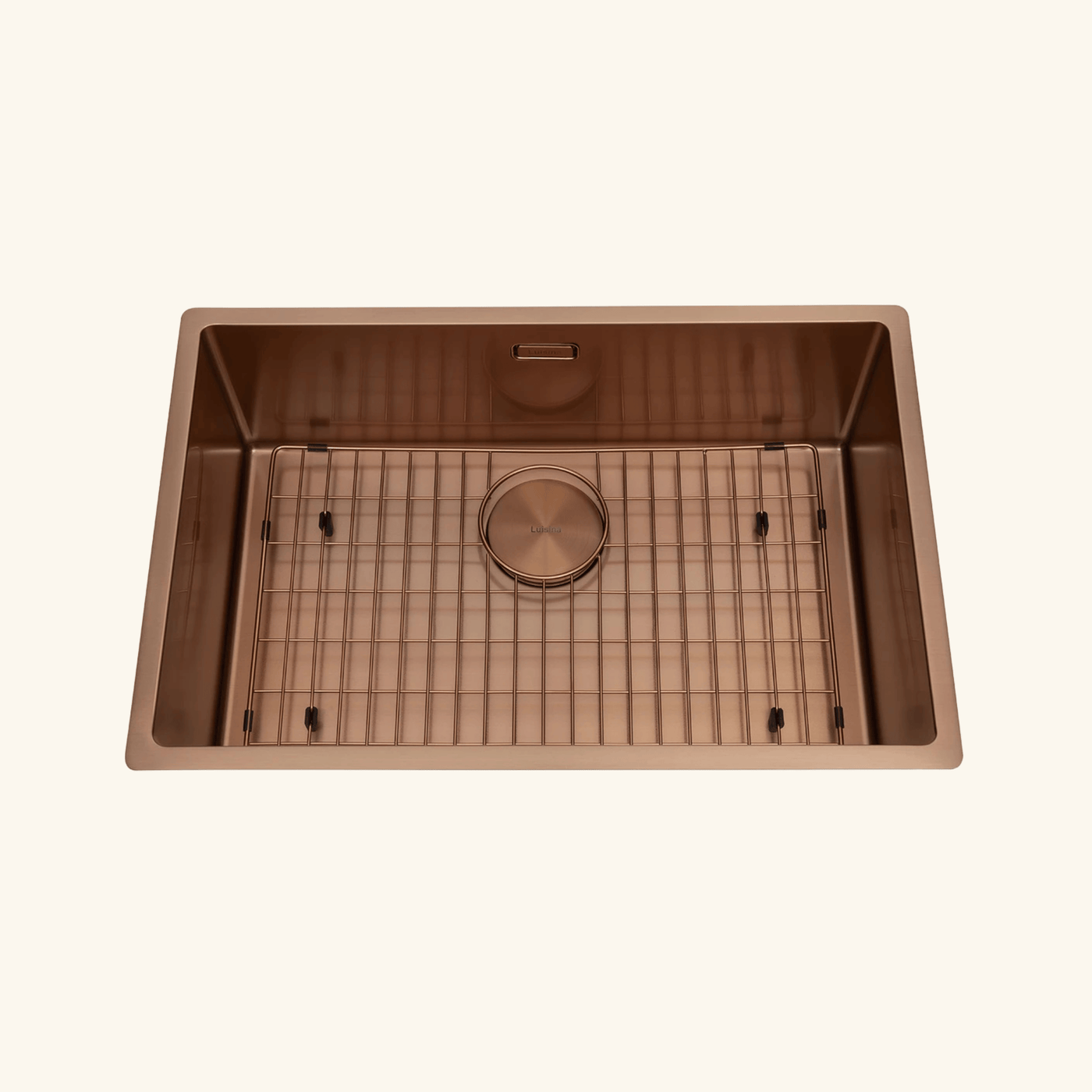 Évier sous-plan inox PVD cuivre Luisina LEGATO 1 bac 660x440 - Grille et cache bonde cuivre inclus