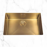 Évier sous-plan inox doré Luisina LEGATO 1 bac 660x440 - Grille et cache bonde doré inclus