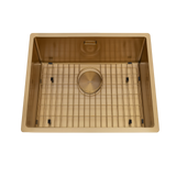 Évier sous-plan inox doré Luisina LEGATO 1 bac 560x440 - Grille et cache bonde doré inclus